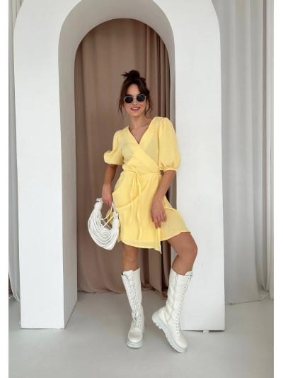 Муслиновый сарафан на запах желтого цвета 33327