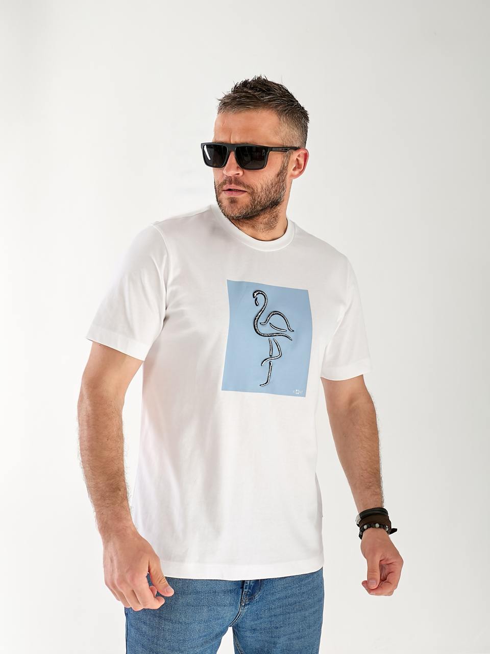 Чоловіча футболка з малюнком білого кольору 33264