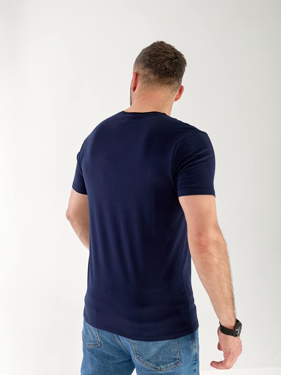 Чоловіча базова футболка синього кольору 33257