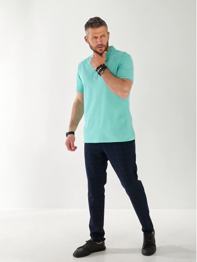 Чоловіча футболка-поло м'ятного кольору 33234