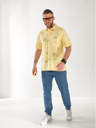 Чоловіча футболка поло з малюнком жовтого кольору 33363