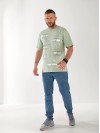 Чоловіча футболка з квадратами оливкового кольору 33228
