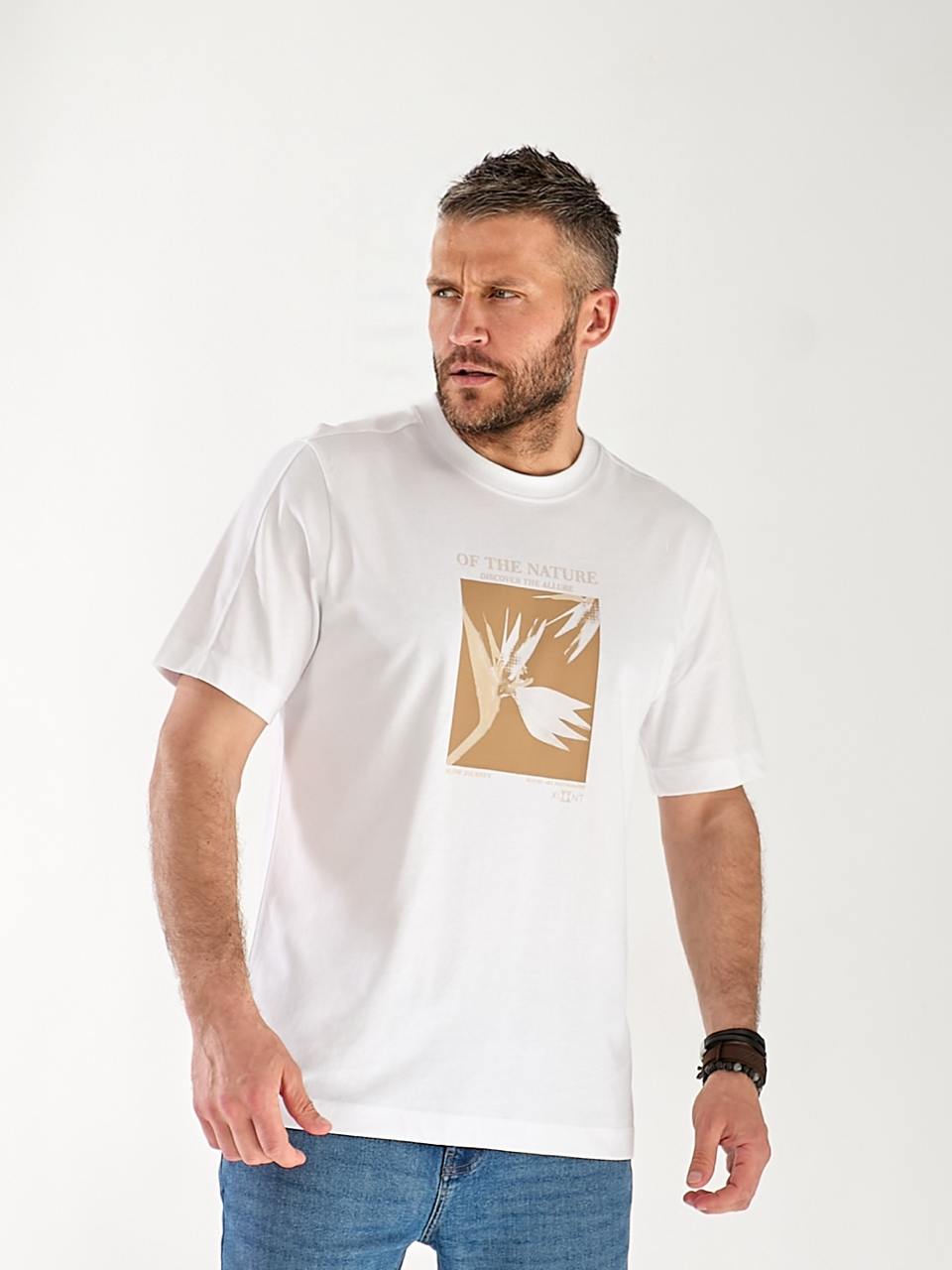 Чоловіча футболка з малюнком бiлого кольору 33304