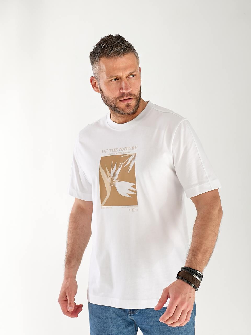 Чоловіча футболка з малюнком бiлого кольору 33304
