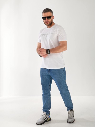 Чоловіча футболка з цифрами білого кольору 33449