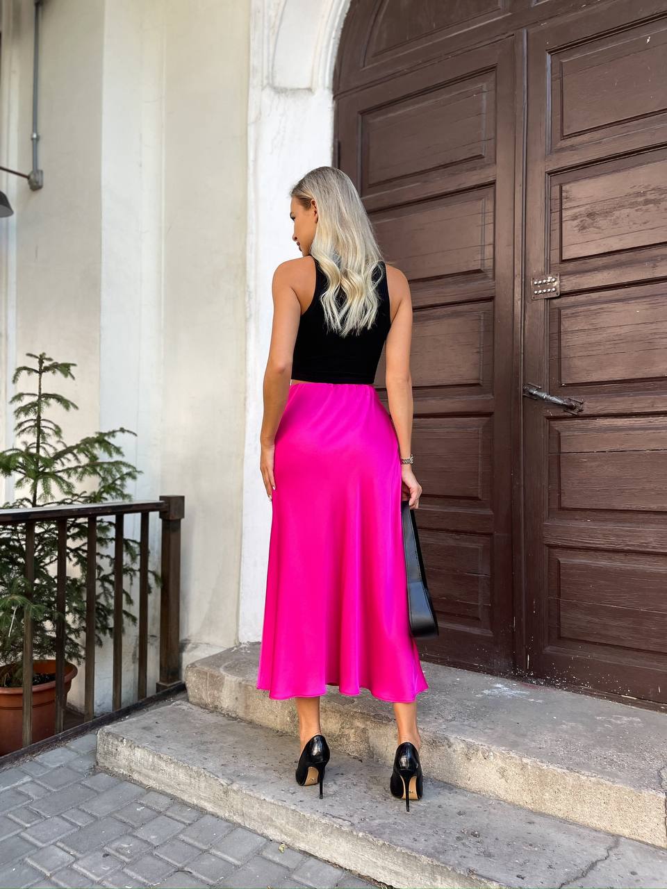 Шовкова спідниця малинового кольору 28641