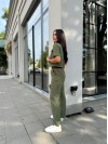 Жіночий прогулянковий костюм з мікро-вельвету кольору хакi 28725