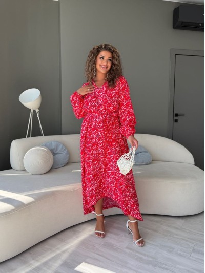 Легкое платье миди красного цвета 33800