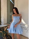 Платье на бретельках мини голубого цвета 33778