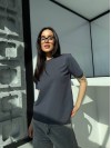 Однотонна базова футболка графiтового кольору 31803