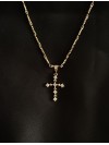Підвіска Хрестик з камінчиками золотого кольору 33876