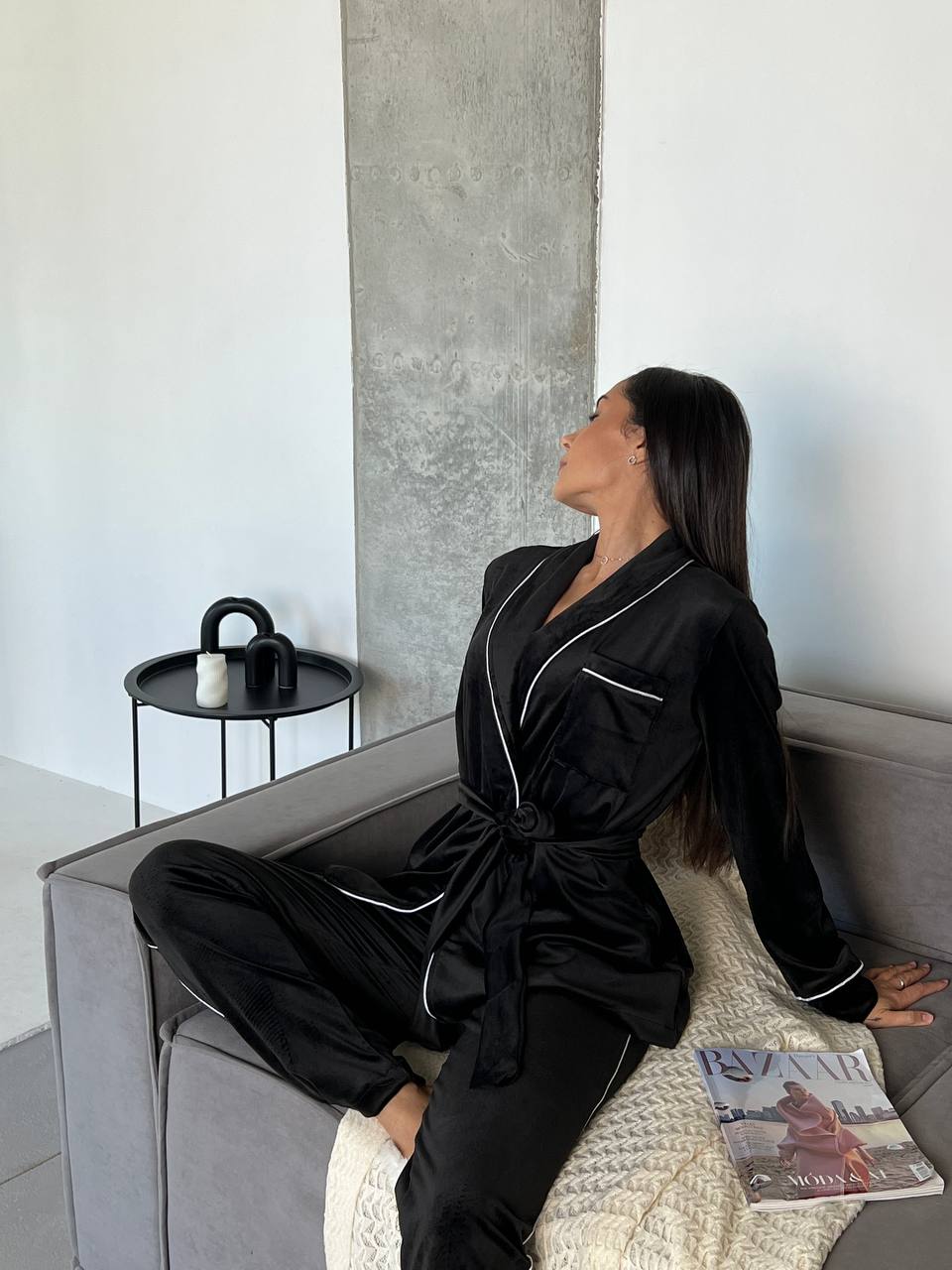 Піжамний костюм чорного кольору 25880 Vo