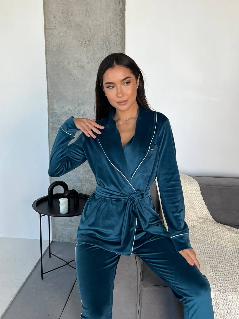 Піжамний костюм  кольору морської хвилі 25884 Vo