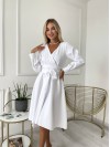 Платье миди с поясом, белого цвета 24229