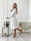 Платье миди с поясом, белого цвета 24229