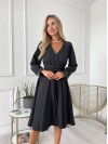 Сукня міді з поясом, чорного кольору 24226