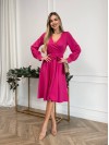 Платье миди с поясом, малинового цвета 24230