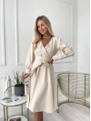 Сукня міді з поясом, світло-бежевого кольору 24223