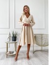 Сукня міді з поясом, світло-бежевого кольору 24223