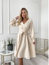 Сукня міді з поясом, світло-бежевого кольору 24223