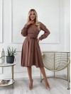 Сукня міді з поясом, кольору мокко 24224