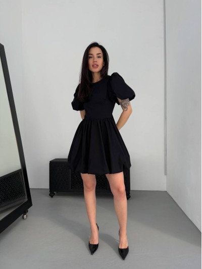 Платье мини с открытой спинкой черного цвета 32658