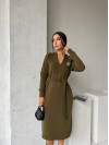 Сукня з поясом на флісі кольору хакi 29379