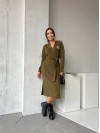Сукня з поясом на флісі кольору хакi 29379