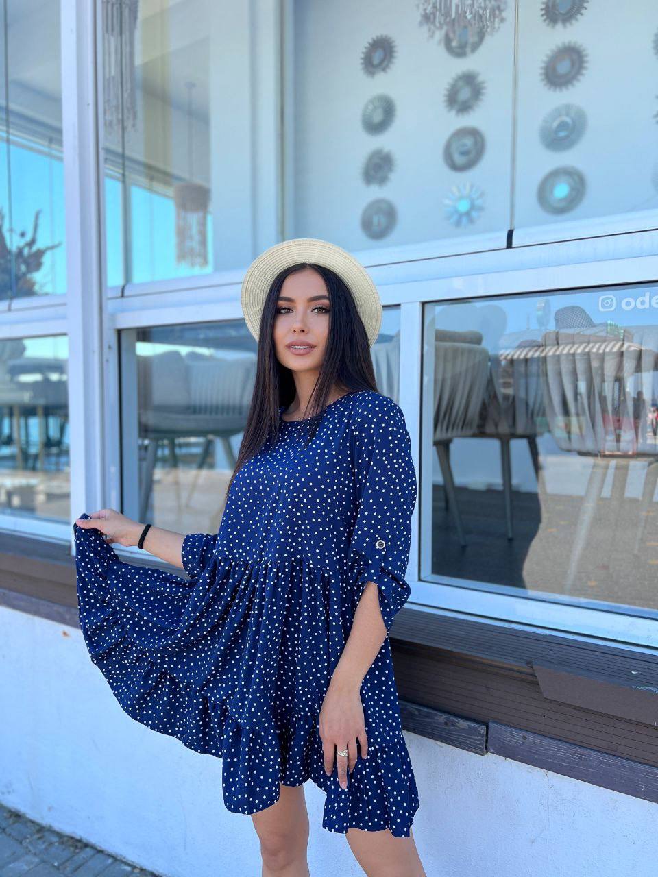 Сукня вільного крою темно-синього кольору 27091