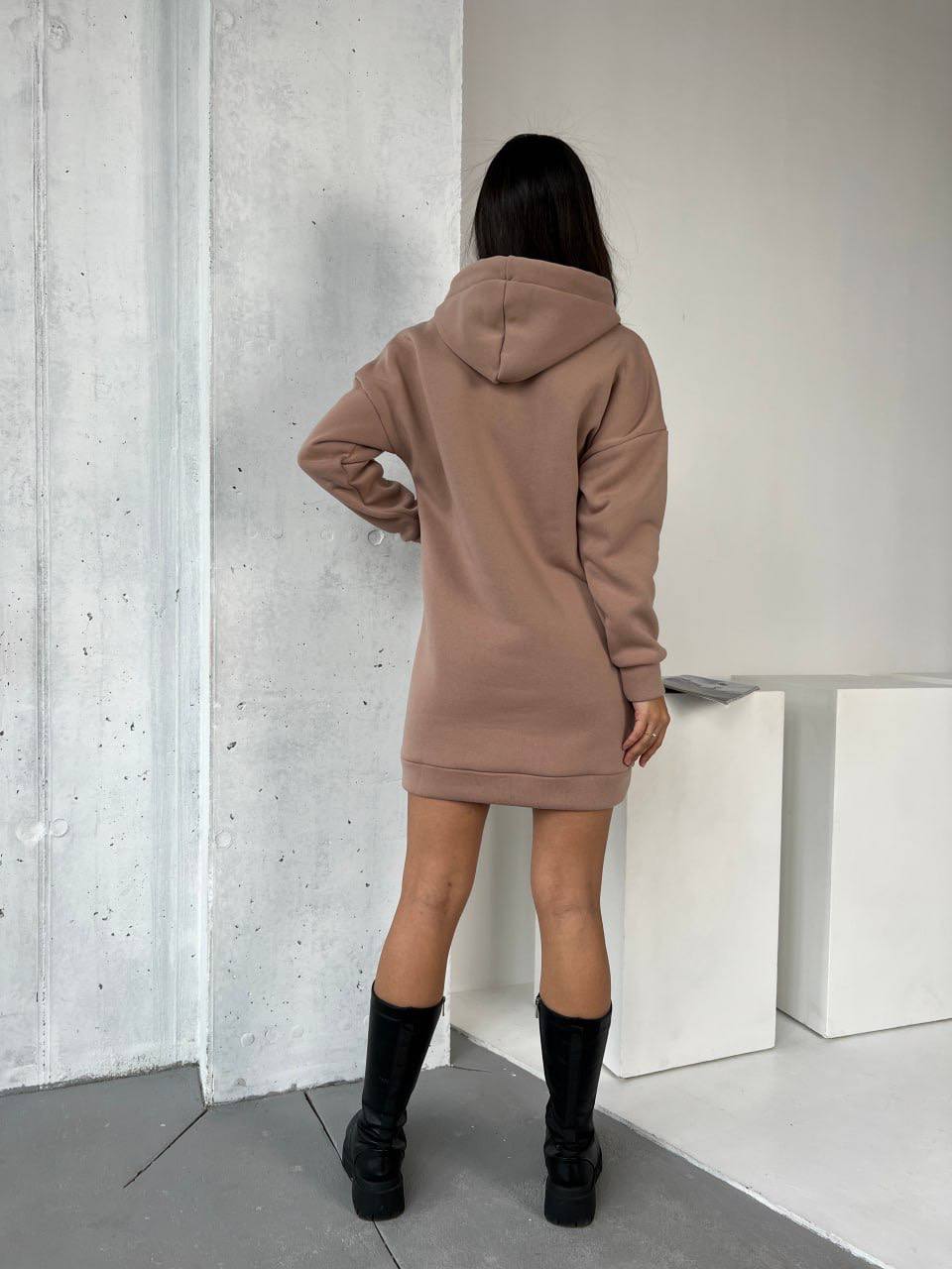 Сукня-туніка на флісі кавового кольору 29376