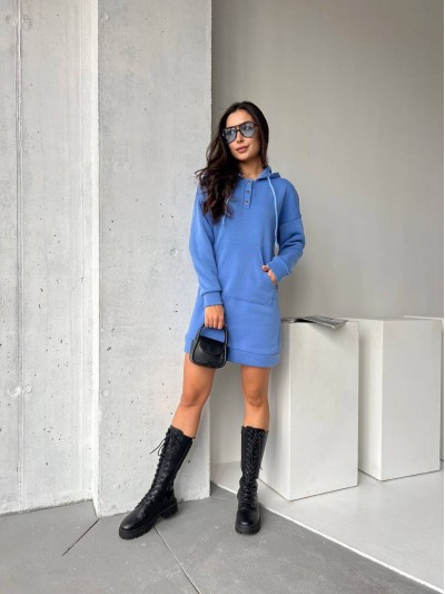 Платье-туника на флисе синего цвета 29373