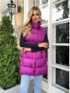 Подовжена жіноча демісезонна жилетка бузкового кольору 34845