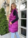 Подовжена жіноча демісезонна жилетка бузкового кольору 34845
