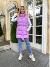 Подовжена жіноча демісезонна жилетка лiлового кольору 34844