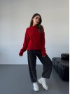 Удлиненный женский свитер красного цвета 34510