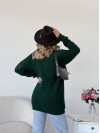 Подовжиний жіночий светр смарагдового кольору 34280