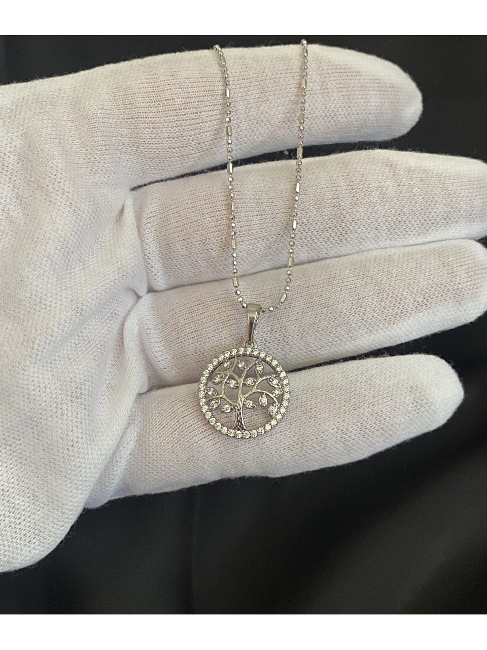 Підвіска дерево життя з ланцюжком срібного кольору 33460