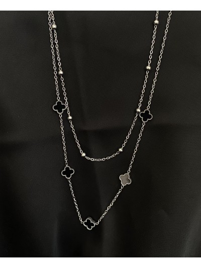 Підвіска маленькі конюшини з ланцюжком срібного кольору 32766