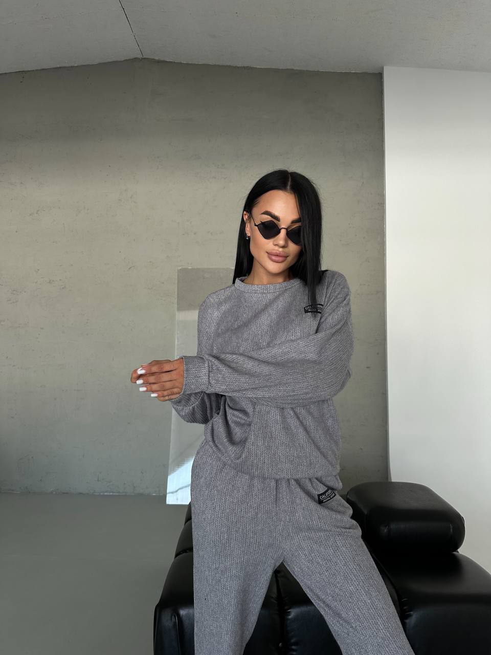 Повсякденний жiночий костюм 2-ка графiтового кольору 35527