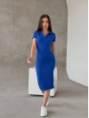 Приталена сукня-поло синього кольору 32723