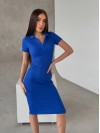 Приталена сукня-поло синього кольору 32723