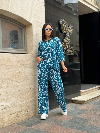 Прогулянковий костюм кольору морської хвилі 28226