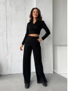 Прогулочный женский костюм в рубчик черного цвета 31107