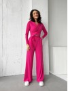 Прогулянковий жіночий костюм у рубчик малинового кольору 31109