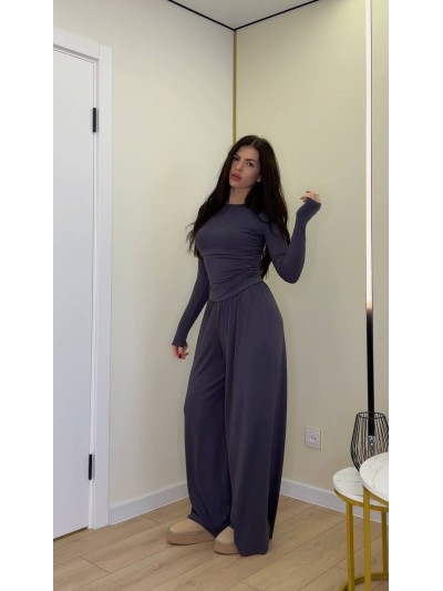 Прогулянковий жіночий костюм графiтового кольору 35166