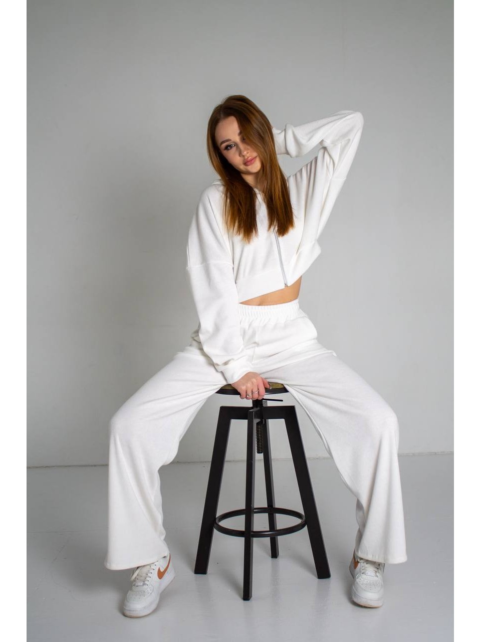 Прогулянковий жiночий костюм з ангори молочного кольору 36097