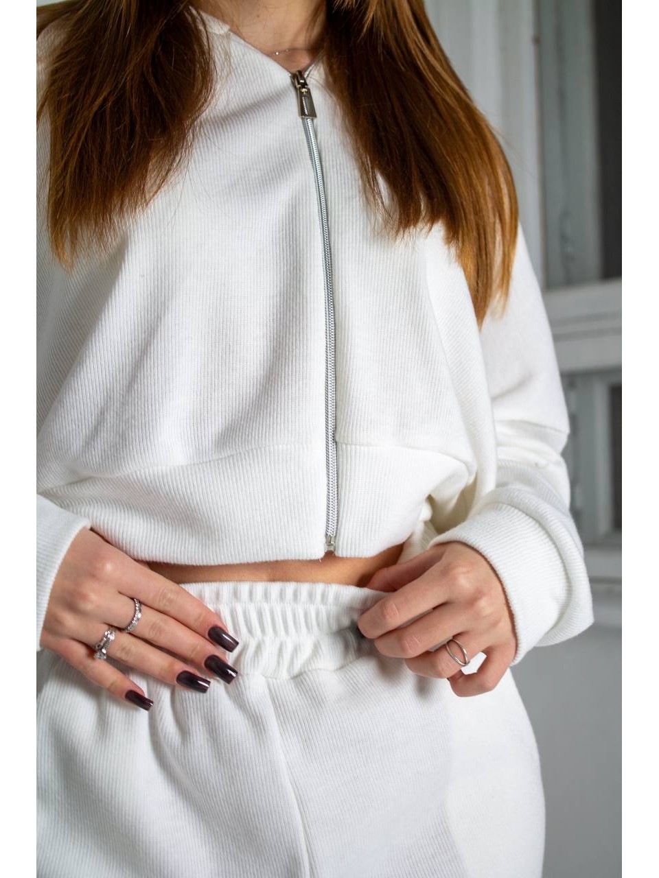 Прогулянковий жiночий костюм з ангори молочного кольору 36097