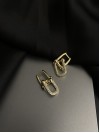 Серьги 2в1 с камушками английский замок золотого цвета 33746