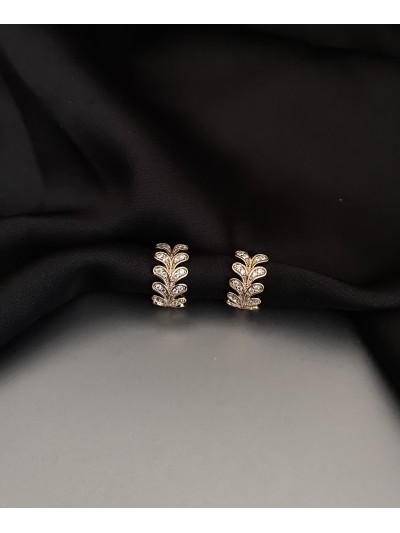 Сережки гілочка з камінцями круглий замок золотого кольору 33827