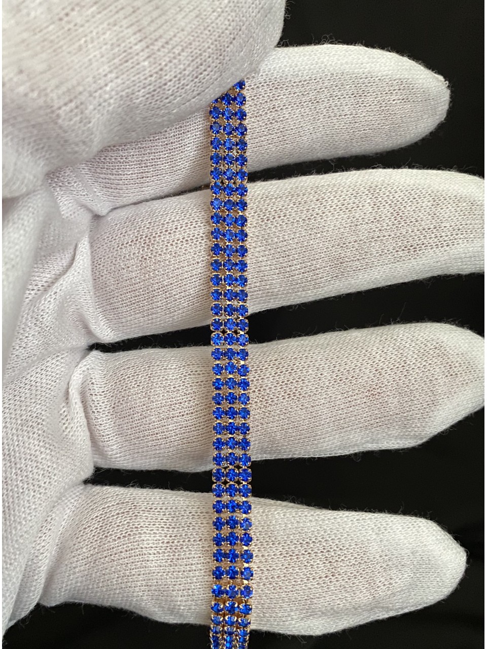 Золотий браслет з синім камінням замок пряжка 32601